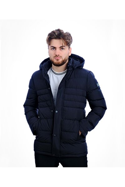 CZK Siyah Maraton Şapkalı Kışlık Erkek Mont