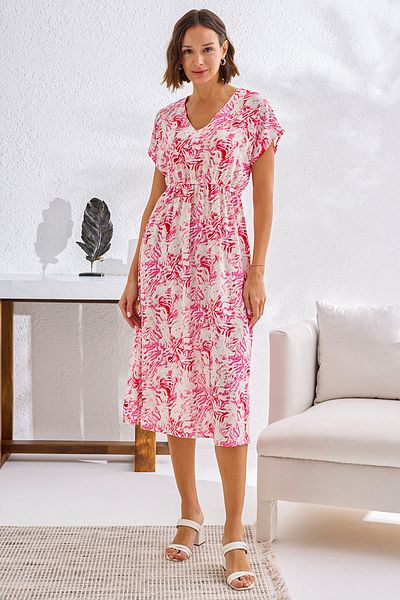 Sevim Women's 14284 Fuchsia Patterned Long Tunic