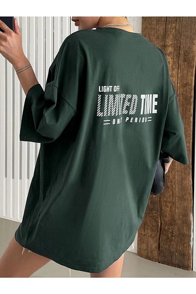 MOONBULL Oversize Green Limited Time Back Printed T-shirt