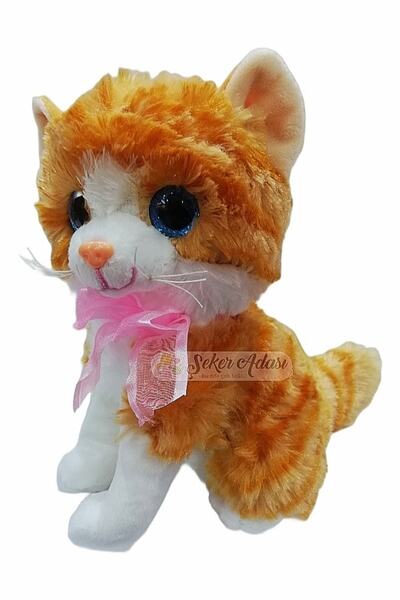 Şeker Adası Soft Yellow Plush Cat with Meowing Sound - Gift Sleeping and Play...