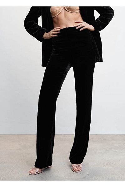 MANGO Woman Velvet Fabric Trousers