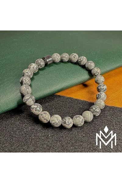 Padore Accessory The Charming Beauty of Jasper Stone| Natural Stone Bracelet > Hematite Detailed| Certified