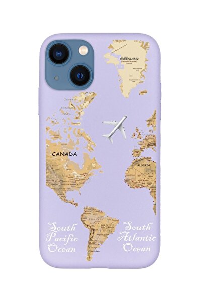 KaffCase Iphone 13 Dünya Haritalı Premium Silikon Telefon Kılıfı
