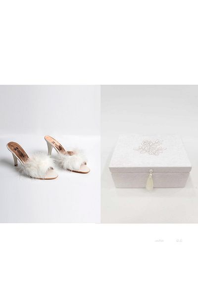 Benim Çeyizim Women's Heeled Bridal Slippers and Makeup Chest