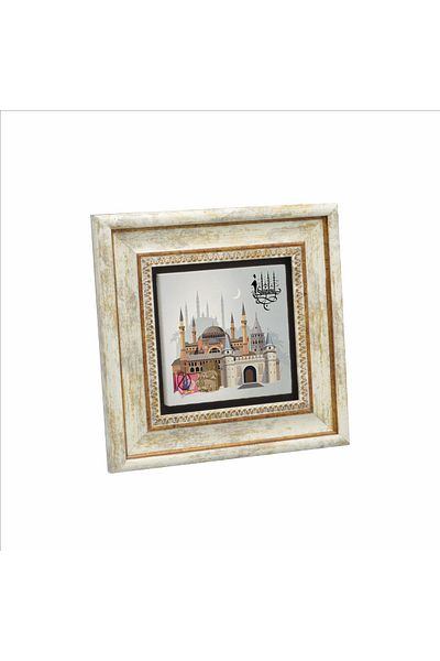 Sadrazam Istanbul Symbolic Places Patterned Natural Stone Painting - 20Cmx20Cm Krt-028