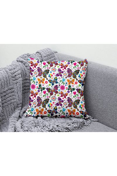 Erays Home Butterfly Patterned Double Sided 3D Digital Printed Pillow Cover