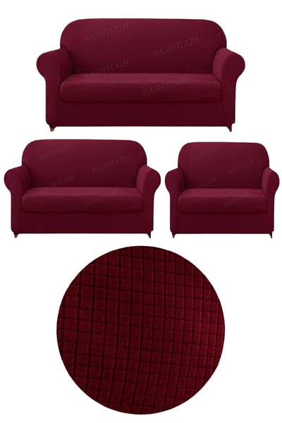 BASHTUGH TİCARET Husa pentru scaun, canapea, pat extensibil, elastică, model Pitikare 3+2+1 Lycraikö321 Set