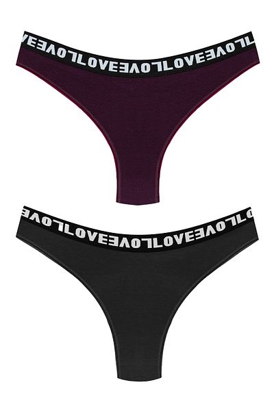 HNX Γυναικεία εσώρουχα 2 Pack Love Elastic Brazilian