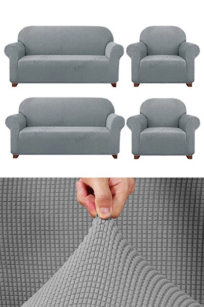 BASHTUGH TİCARET Țesătură elastică din lycra cu model Pitikar pentru scaun, canapea, husă pentru canapea extensibilă, elastică 3311 set.