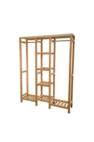 TÜRKERDESİGN Gosir Doğal Ahşap Açık Gardrop Askılık 55cm
