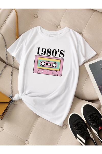 YUVEST Дамска тениска Blackrock Oversize, 100% памук, бяла, с щампа на музика...