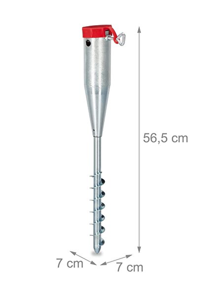 Binbirreyon Çelik Şemsiye Kazığı Burgulu Kazık Şemsiye Ayağı 56cm Kazık 26-68mm Çap Uyumlu Aa353