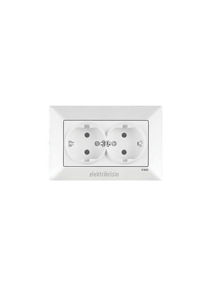 VİKO Meridian White Double Flush Mounted Grounded Socket (Excluding Frame) 10 Pieces