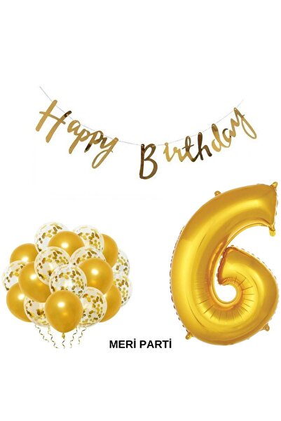 MERİ PARTİ مجموعة بالونات عيد ميلاد سعيد وحفلات أعياد الميلاد باللون الذهبي ا...