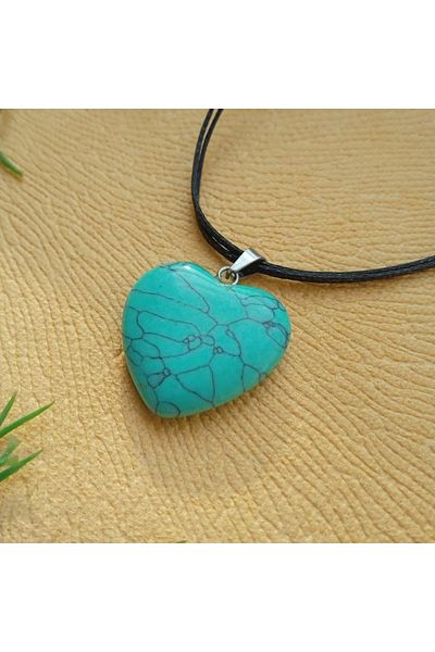 MELEK TAKI SAKİN ŞEHİR Natural Stone Necklace, Turquoise Stone, Heart Cut