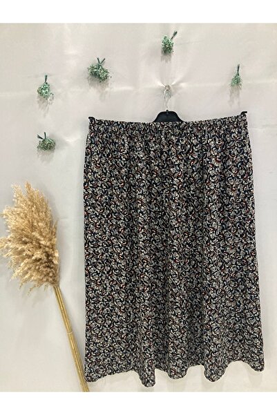 Sel Tekstil Jumbo Battal Women's Print Skirt