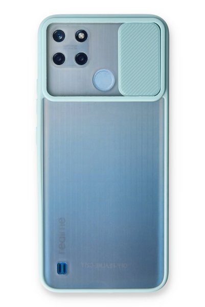 realme C25Y Case Transparent Matte Sliding Camera Protection Silicone - Turqu...