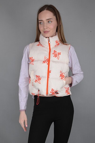 fehika Жіночий приталений жилет з високим коміром, наповнений синтепоном, з кишенями та підкладкою