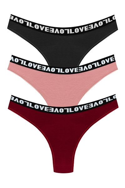 HNX Γυναικεία εσώρουχα 3 Pack Love Elastic Brazilian