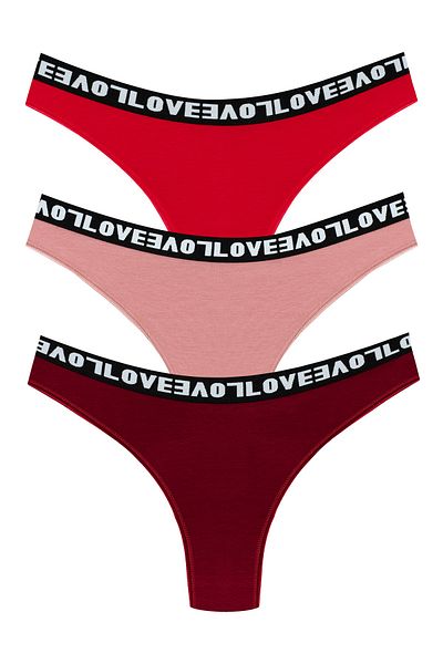 HNX Γυναικεία εσώρουχα 3 Pack Love Elastic Brazilian