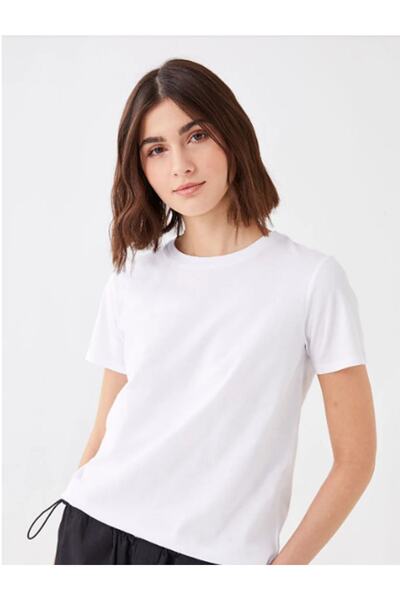 LC Waikiki Tricou casual Lcw cu mânecă scurtă, uni, cu decolteu triplu