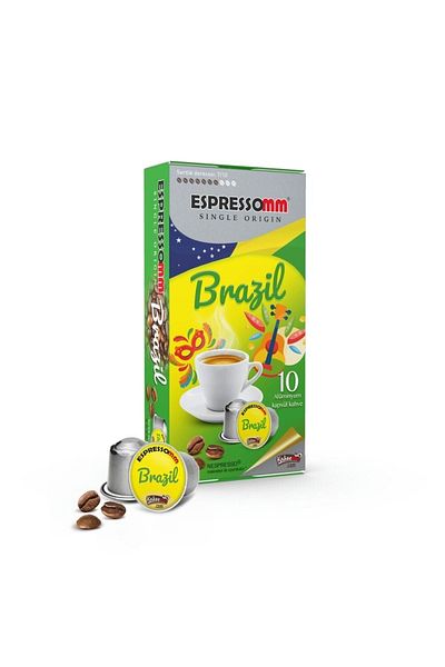 ESPRESSOMM 10 Pieces Single Origin Brazil Aluminum Capsule Coffee - Nespresso ® Compatible*