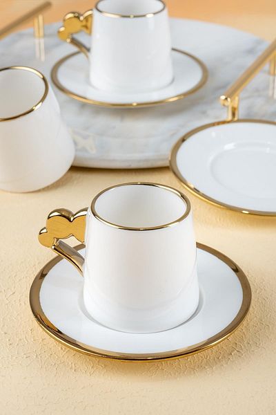ACAR Arwen 6-Person Porcelain 90 ml Coffee Cup Set 0157 White