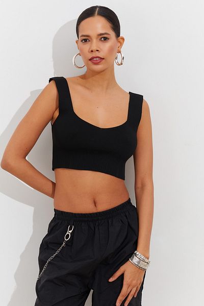 Cool & Sexy Dámské černé úpletové tílko YV118
