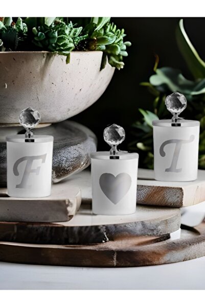 Tiem Concept Dekoratif Kişiye Özel Harfli Vanilyalı Gümüş Kristalli 3'lü Bard...