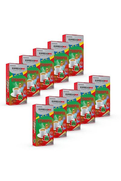 ESPRESSOMM Ethiopia Aluminum Capsule Coffee - 100 Pieces, Nespresso ® Compatible*