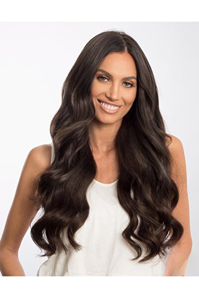 AKOLİFE Çikolata Kahve Dalgalı Yarım Ay + 2 Yan Çıt Çıt Set Postiş Saç