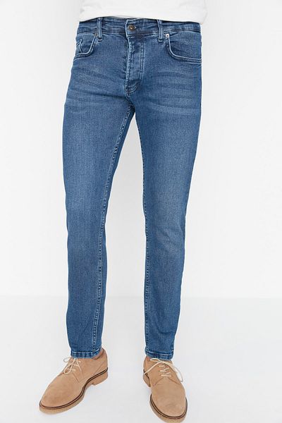 Trendyol Collection Indigo Skinny Fit Stretch-Stoff Slim-Fit-Denim-Hose Jeans TMNAW23JE00047