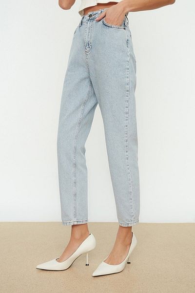 Trn JNS Mikula Colorfast Snow Mom Jeans Femei Boyfriend Pantaloni Power Lycra cu talie înaltă