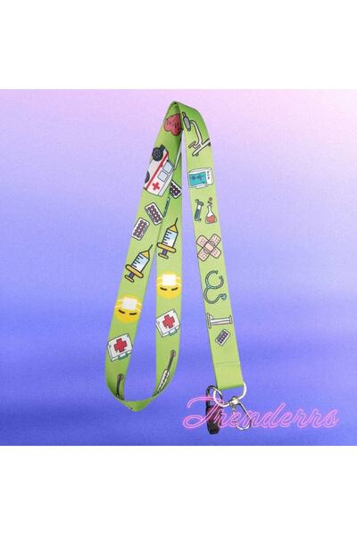 Trenderrs Breloc cu model de prim ajutor și șnur pentru umeraș pentru gât pentru telefon și geantă