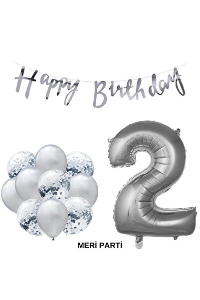 MERİ PARTİ مجموعة حفلة عيد ميلاد سعيد، بالون فضي، بالون فضي معدني شفاف، مجموع...