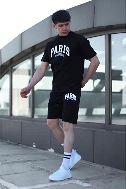 Tarzsokak Set oversize din bumbac cu imprimeu Paris pentru bărbați