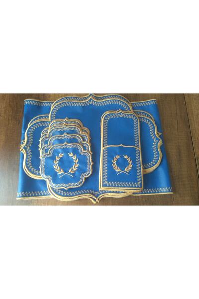 HİFA Set de serviciu și alergător american (25 bucăți) albastru închis-auriu