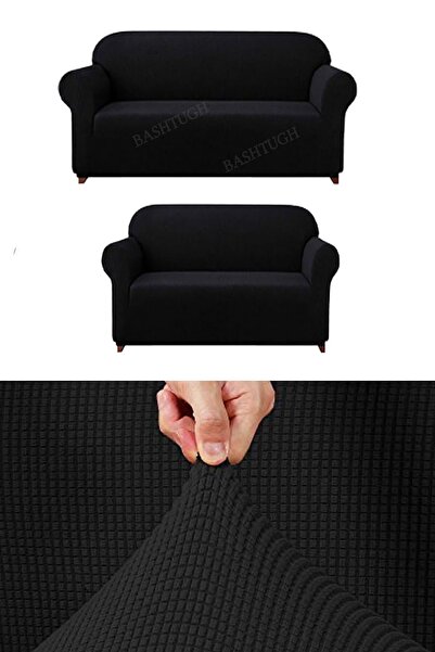 BASHTUGH TİCARET غطاء مقعد مطاطي قابل للتمدد وقابل للغسل بنمط مربع غطاء أريكة سرير 32 مجموعة من أغطية المقاعد.