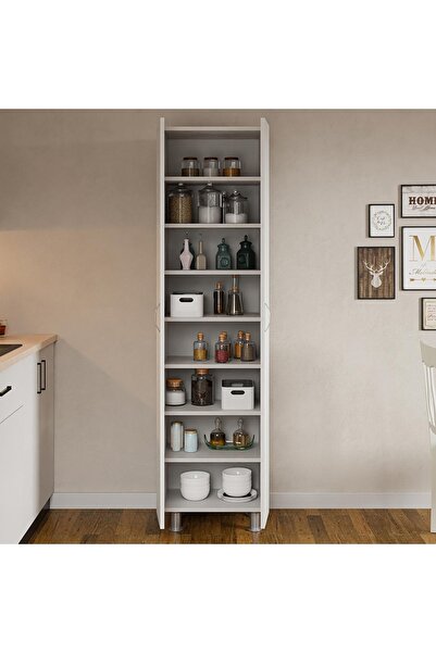 Eco Room 2 Kapak 8 Raflı Çok Amaçlı Dolap - Beyaz