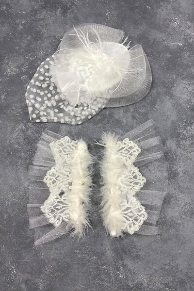 FdayAksesuar Αξεσουάρ νύφης Λευκό βουάλετ καπέλο γάμου Αξεσουάρ μαλλιών και α...