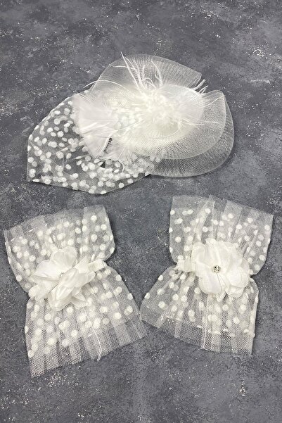 FdayAksesuar Accesoriu de mireasă Pălărie de nuntă din voal alb Accesoriu pen...