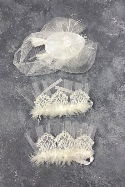 FdayAksesuar Αξεσουάρ νύφης Λευκό βουάλετ καπέλο γάμου Αξεσουάρ μαλλιών και α...