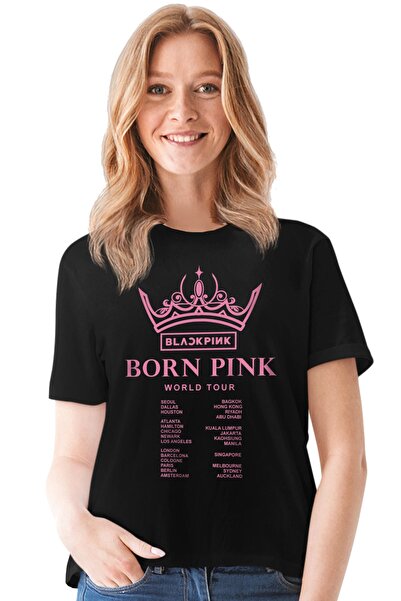 ROCKANDROLL Blackpink turneja crna kratki rukav ženska T-shirt