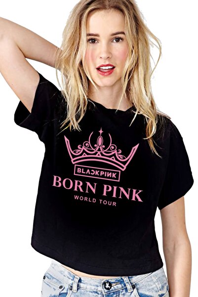 ROCKANDROLL Tricou pentru damă Blackpink Tur Black Crop Top