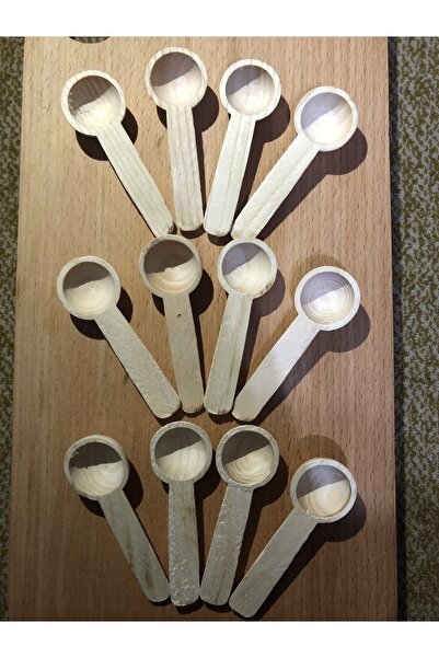 DİBA AVM 12 Pieces Wooden Spice Spoon Spice Bowl Spoon