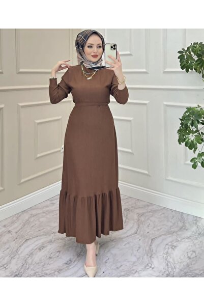 YILMAZBARMAZ Kadın Eteği Fırfırlı Tesettür Elbise