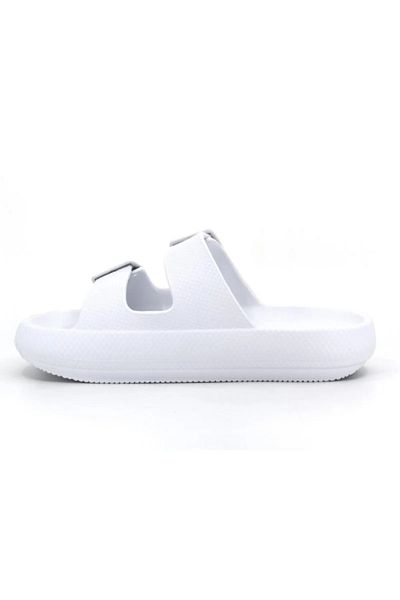 Rubi Store White Double Band Eva Platfrom Daily Summer Beach Slippers