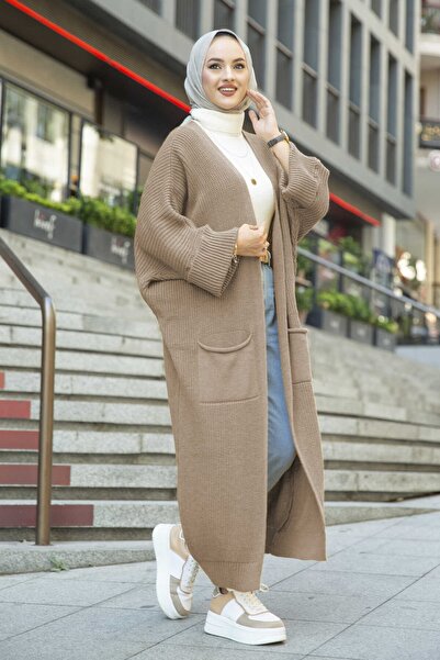 QUMET Kadın Yarasa Kol Salaş Uzun Kalın Hırka