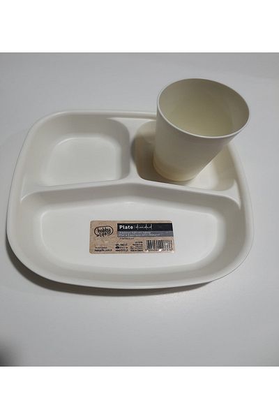 HOBBY LİFE Breakfast Plate 3 Compartment Food Plate Table D'hôte and Glass
