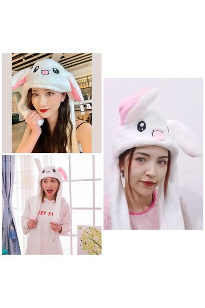 QUEEN AKSESUAR Căciulă de iepure cu pompă cu urechi de joc mobilă cu jucărie drăguță de plus pentru copii adulți